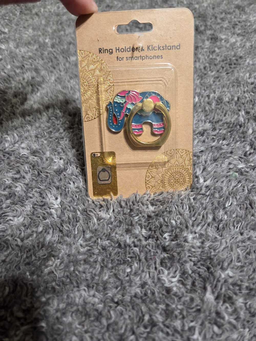Elephant Ring Holder Kickstand - Pink & Teal